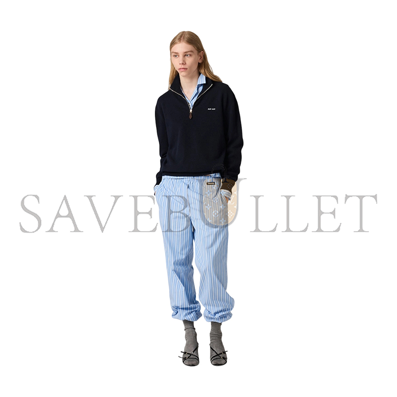 M1v M1v cashmere and leather zipper sweater mmlb75